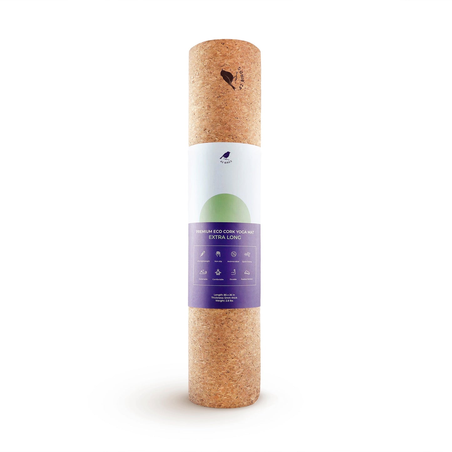 Extra Long Cork Lightweight Yoga Mat "The Robin"