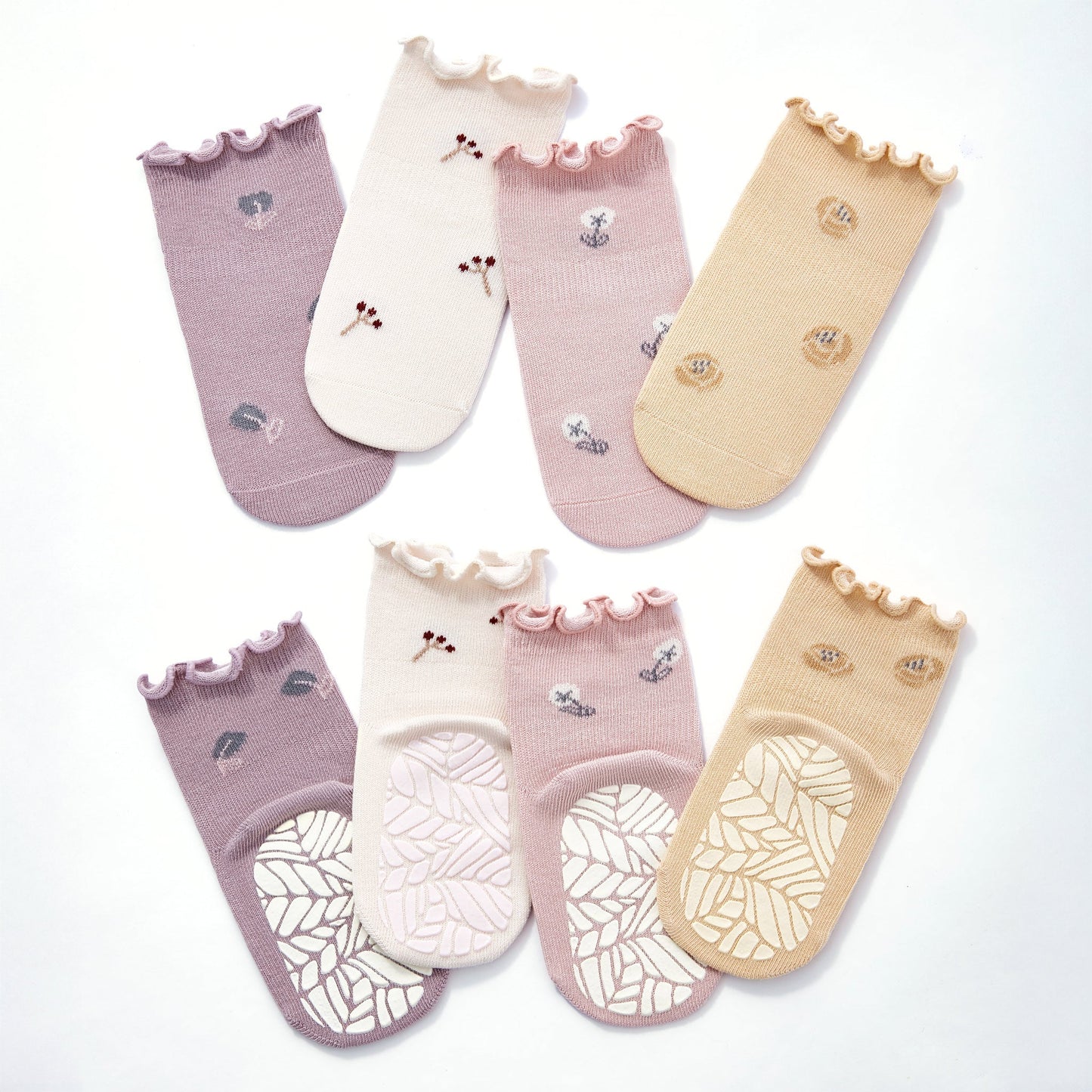 Little Wonder Things- Organic- 4 Pairs of Stay-On Baby & Toddler Non-Slip Socks