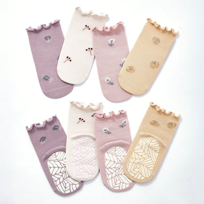 Little Wonder Things- Organic- 4 Pairs of Stay-On Baby & Toddler Non-Slip Socks