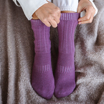Serene Socks- Adult Merino Wool Non-Slip Socks- Viola- 1 pair