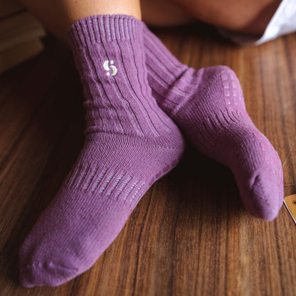 Serene Socks- Adult Merino Wool Non-Slip Socks- Viola- 1 pair