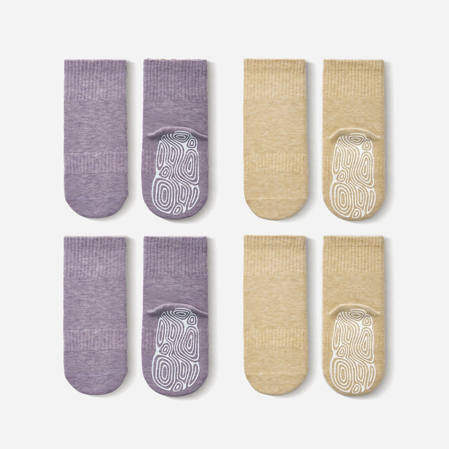 Organic Cotton Socks- Lavender & Lemon- 4 Pairs of Stay-On Baby & Toddler Non-Slip Socks