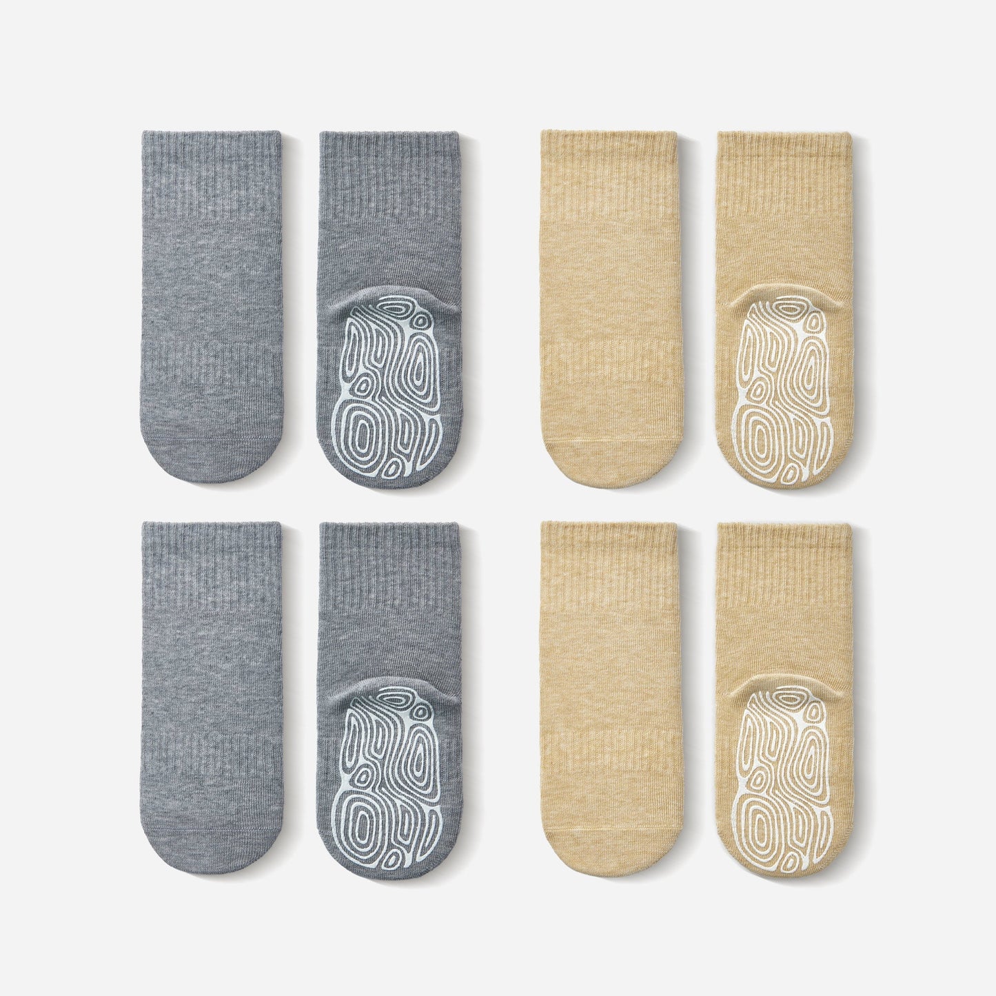Organic Cotton Socks- Grey & Lemon- 4 Pairs of Stay-On Baby & Toddler Non-Slip Socks