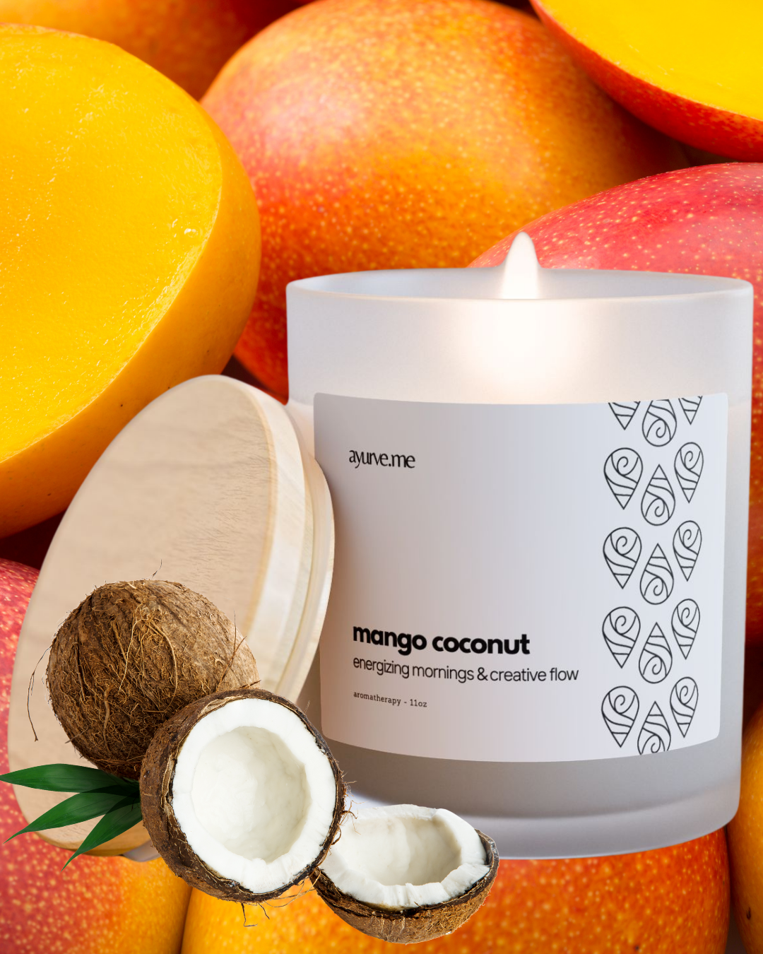 Mango Coconut Soy Candle | Tropical Aromatherapy – 11 oz