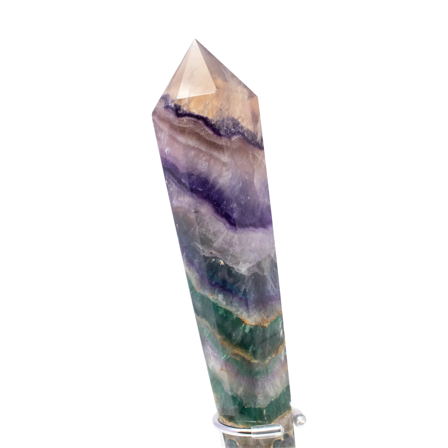 Rainbow Fluorite Tapered Point with Stainless Steel Spiral Stand