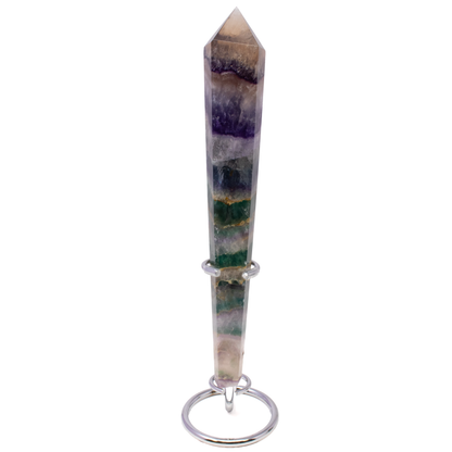 Rainbow Fluorite Tapered Point with Stainless Steel Spiral Stand