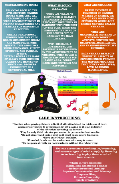 8" Frosted Quartz Sound Bowl - A Note - Aligns Third-Eye Chakra