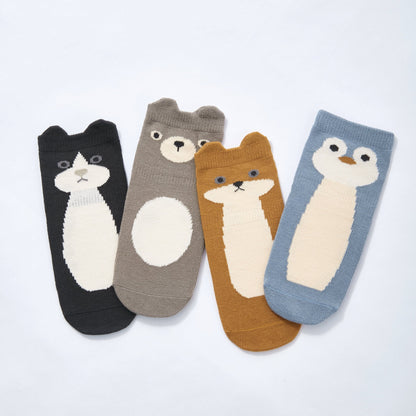 Critter Crew- Organic- 4 Pairs of Stay-On Baby & Toddler Non-Slip Socks