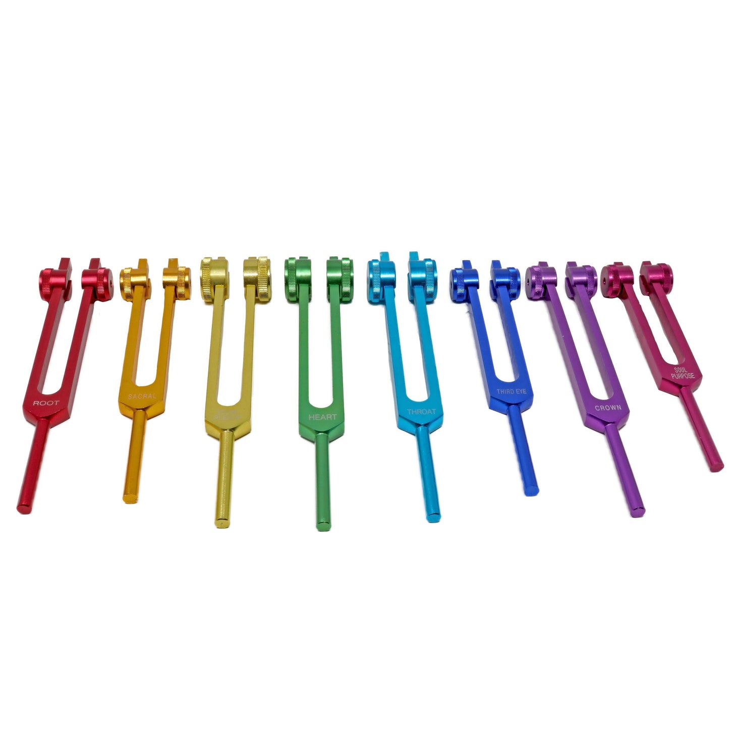Colored Metal Tuning Forks - Set of 8