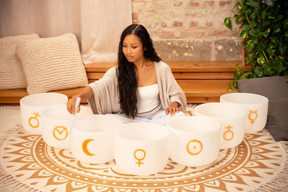 7 Planetary Crystal Singing Bowls - Cosmic Chakra Set
