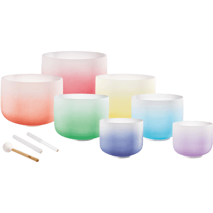 7 Chakra Color Quartz Crystal Singing Bowls Set (8"-14")