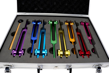 Colored Metal Tuning Forks - Set of 8