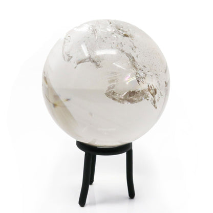 Quartz Sphere - Clear with Slight Smoky on Lucite Ring Stand