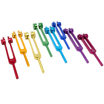 Colored Metal Tuning Forks - Set of 8