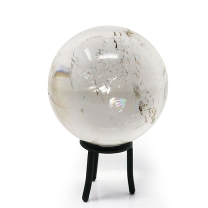 Quartz Sphere - Clear with Slight Smoky on Lucite Ring Stand