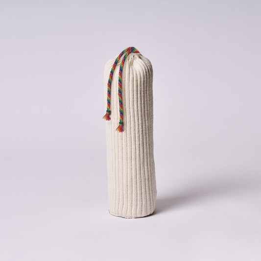 Eco-Luxe Harmonic Cover for singing bowls size 4-5 inch in organic undyed cotton with chakra drawstring